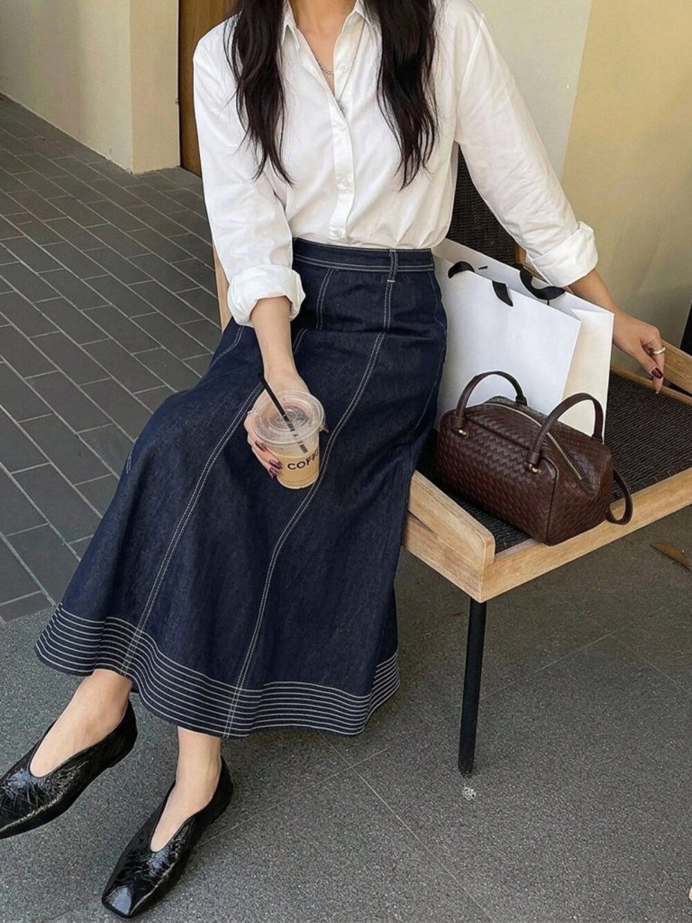 Dark Wash Elegant Women's Regular Fit Long Mermaid Denim Skirt